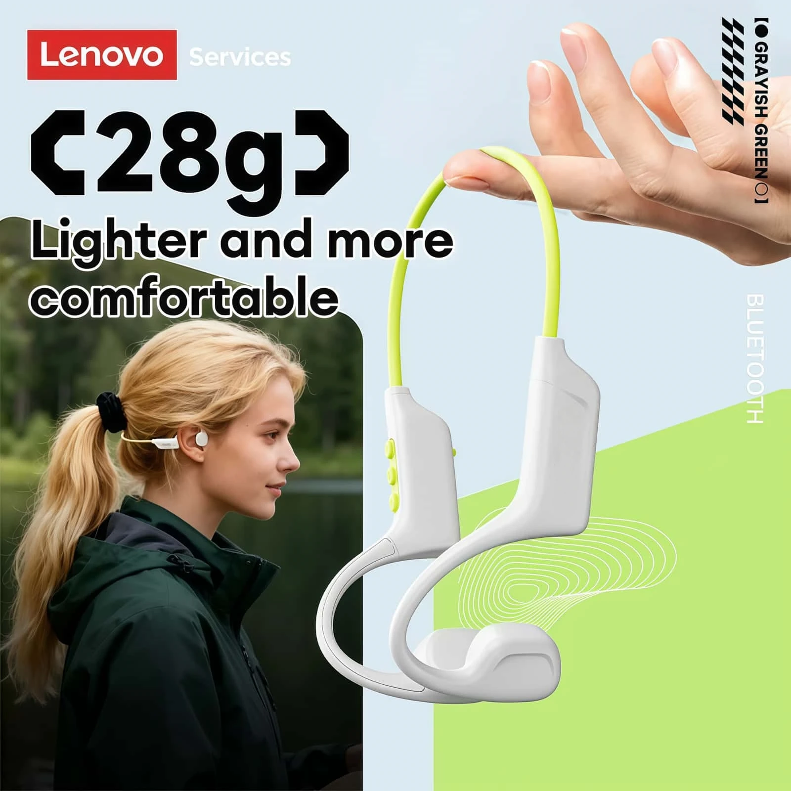 Lenovo S102 Earphones Bone Con - Bone Conduction Running Headphones recension och pris