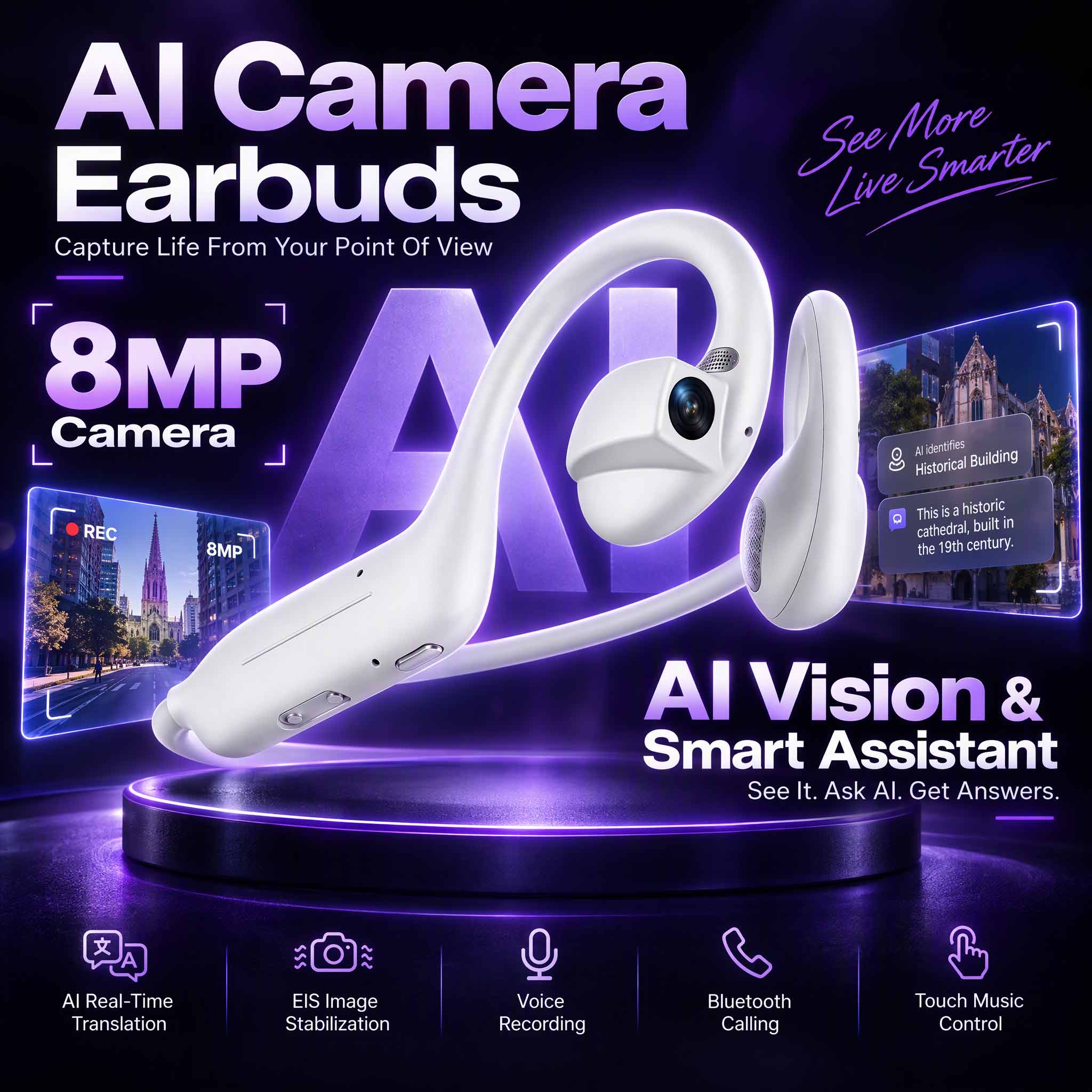 Hot New AI Smart Camera Earbud - Headphones recension och pris