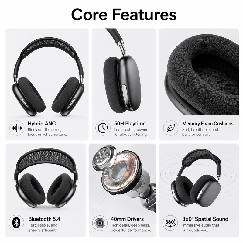 Over Ear ANC Wireless Bluetoot - Anc Wireless Over Ear Headphones recension och pris